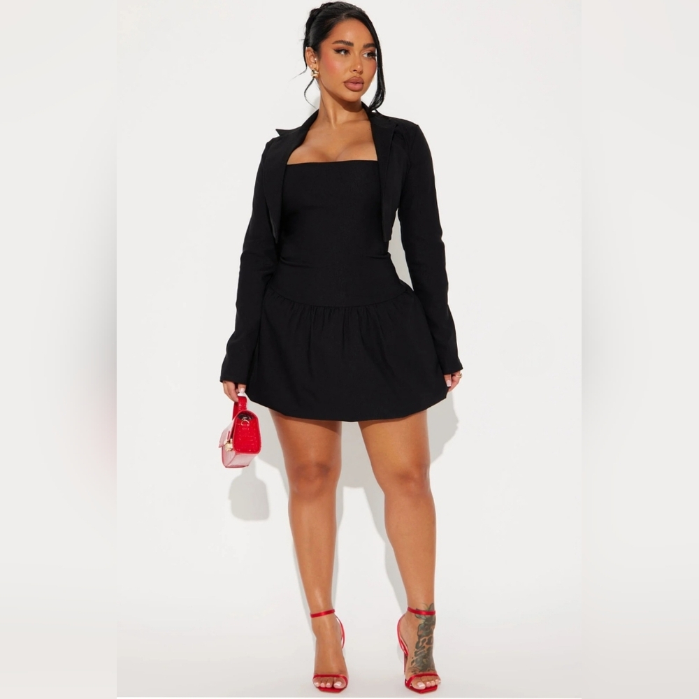 Krista Mini Bubble Hem w/ Blazer Black Dress Sz XL